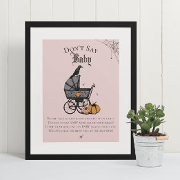 Goth Halloween säger inte Baby Rosa Shower Game Poster