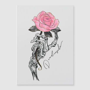 Goth Hand Skelett Med Rosa Ros Död Inuti