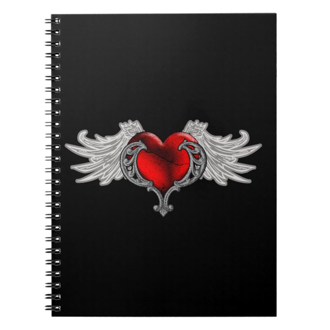 Goth Heart med Angel Vingar Anteckningsbok (Framsidan)