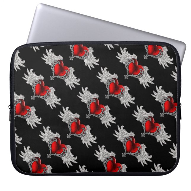 Goth Heart med Angel Vingar bärbar dator Bag Laptop Sleeve (Framsidan)