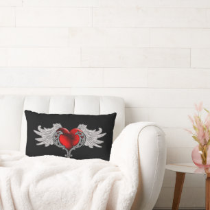 Goth Heart med Angel Vingar Dekorativ kudde