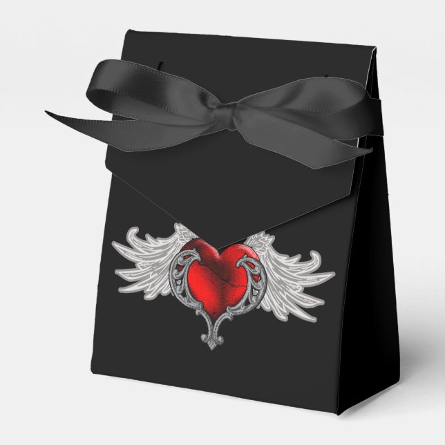 Goth Heart med Angel Vingar Gift Box Presentaskar (Framsidan Sidan)