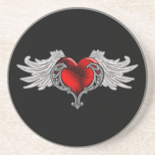 Goth Heart med Angel Vingar Underlägg