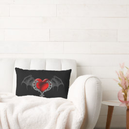 Goth Heart med Fladdermus Vingar Dekorativ kudde