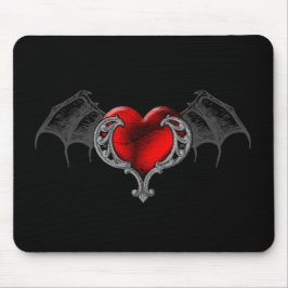 Goth Heart med Fladdermus Vingar Mousepad Musmatta