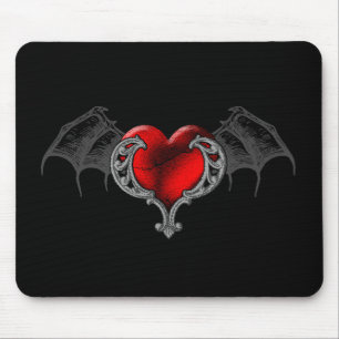 Goth Heart med Fladdermus Vingar Mousepad Musmatta