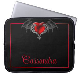 Goth Heart med Fladdermus Vingar Personlig Laptop Fodral
