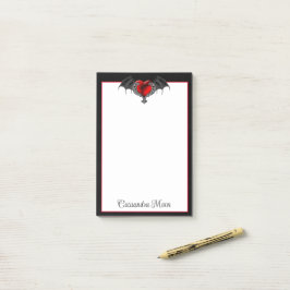 Goth Heart med Fladdermus Vingar Post-it Block