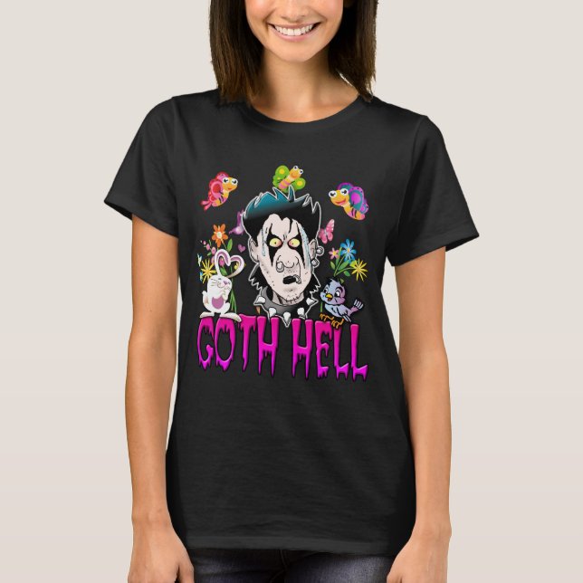 Goth helvetes Tecknad T Shirt (Framsida)
