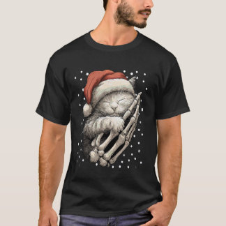 Goth julkatts jultomte mössa skelett hand gotisk t shirt