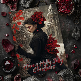 Goth julkort med Holly Jolly Tack Kort