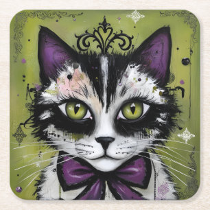 Goth Katt Underlägg Papper Kvadrat