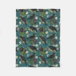 Goth Kråkas & Black Ro Deep Teal Mönster Fleecefilt