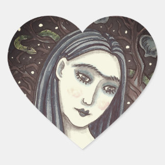 GOTH KVÄLL, MÖRK GARDEN OF EDEN, WOMAN, SERPENT HJÄRTFORMAT KLISTERMÄRKE