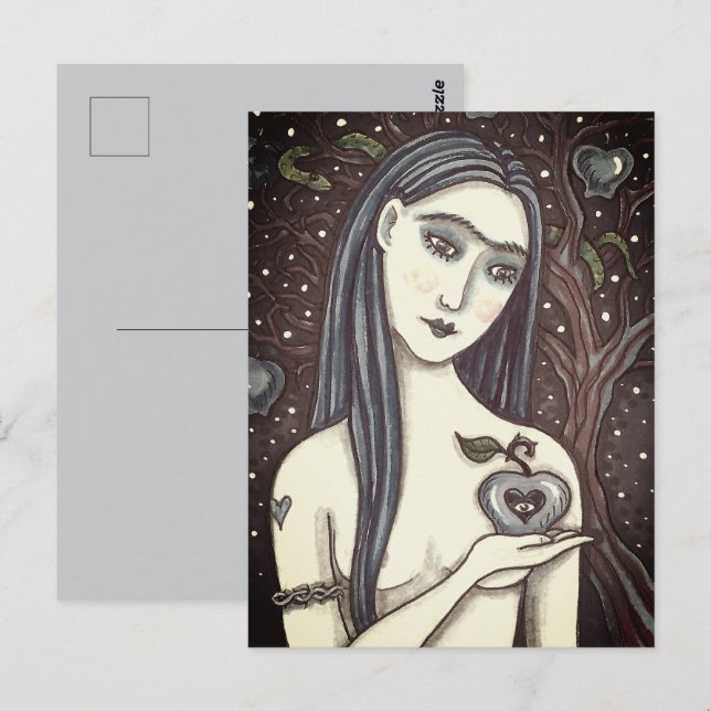 GOTH KVÄLL, MÖRK GARDEN OF EDEN, WOMAN, SERPENT VYKORT (Fram/baksida)