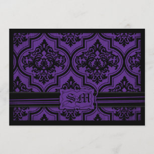 Goth Lila Black Damask Wedkuvert Inbjudningar