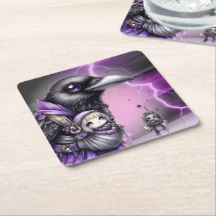 Goth Lila Black Halloween Event Baby Shower Underlägg Papper Kvadrat