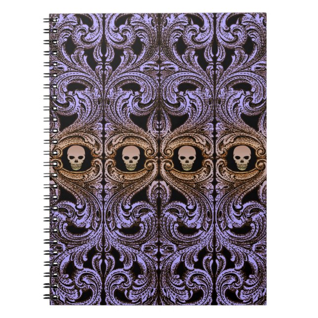 Goth Lila Ornament med skull Anteckningsbok (Framsidan)