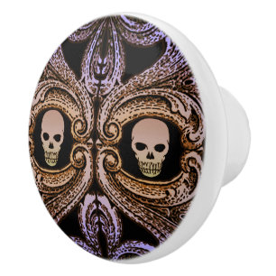 Goth Lila Ornament och Skull Knopp