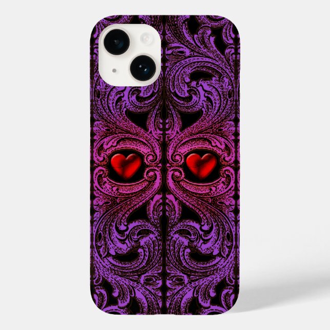 Goth Lila Ornament with Heart iPhone 7 Fodral (Baksida)