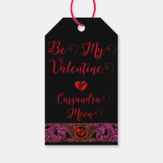 Goth Lila Ornament with Heart Personlig Presentetikett