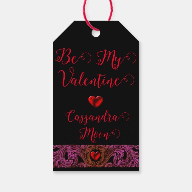 Goth Lila Ornament with Heart Personlig Presentetikett (Baksidan)