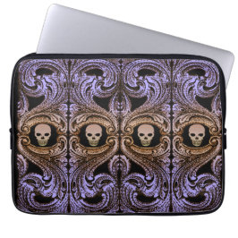 Goth Lila Ornamet with Skull Laptop Sleeve