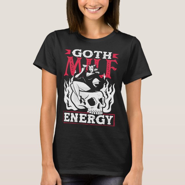 Goth Mamma Energy Mörk Gothic Skeleton T Shirt (Framsida)