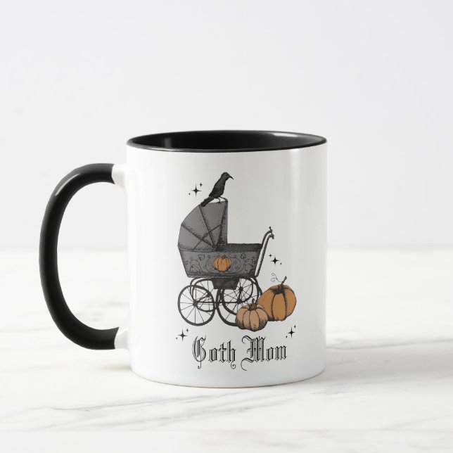 Goth Mamma Halloween Fall Victorian Baby Carriage Mugg (Vänster)