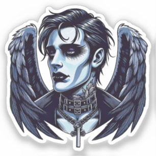 Goth Man Angel Mörk Fantasy art Klistermärken