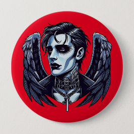 Goth Man Angel Mörk Fantasy art Knapp