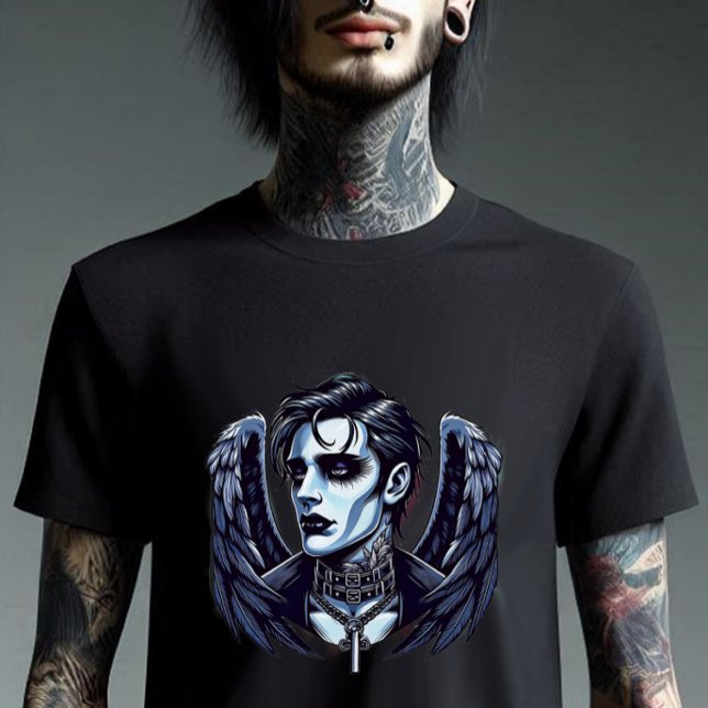 Goth Man Angel Mörk Fantasy art T Shirt (Skapare uppladdad)