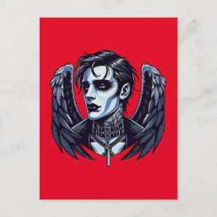 Goth Man Angel Mörk Fantasy konst Vykort