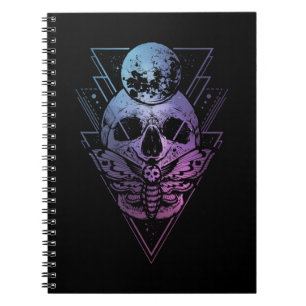 Goth Måne Skull Gothic Wicca Crescent Lunar Moth Anteckningsbok