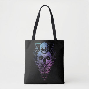 Goth Måne Skull Gothic Wicca Crescent Lunar Moth Tygkasse