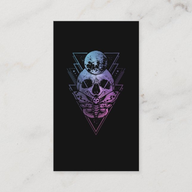 Goth Måne Skull Gothic Wicca Crescent Lunar Moth Visitkort (Framsida)
