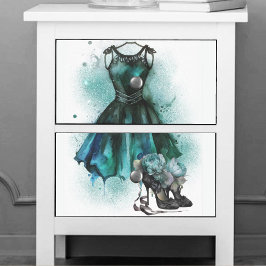 Goth Mode | Teal Dress med Abstrakt för Högklackar