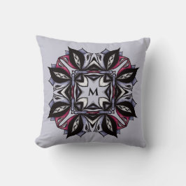 Goth Monogram Black Lila Gothic Mandala Kudde