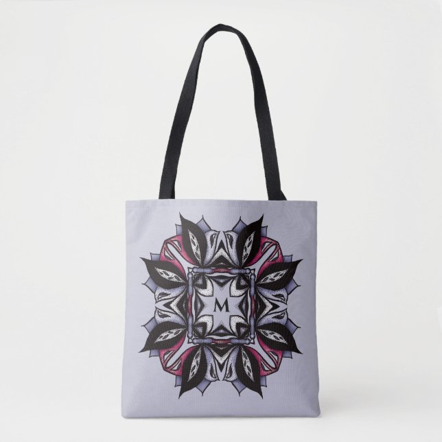 Goth Monogram Black Lila Gothic Mandala Tygkasse (Framsida)