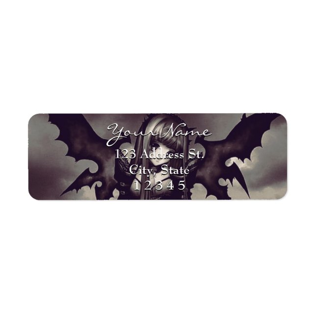 Goth Mörk Anime Fairy Returadress Returadress Etikett (Framsidan)