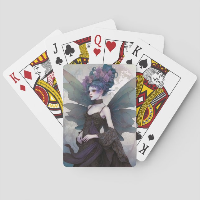 Goth Mörk Fairy Girl Fantasy Art Casinokort (Baksidan)