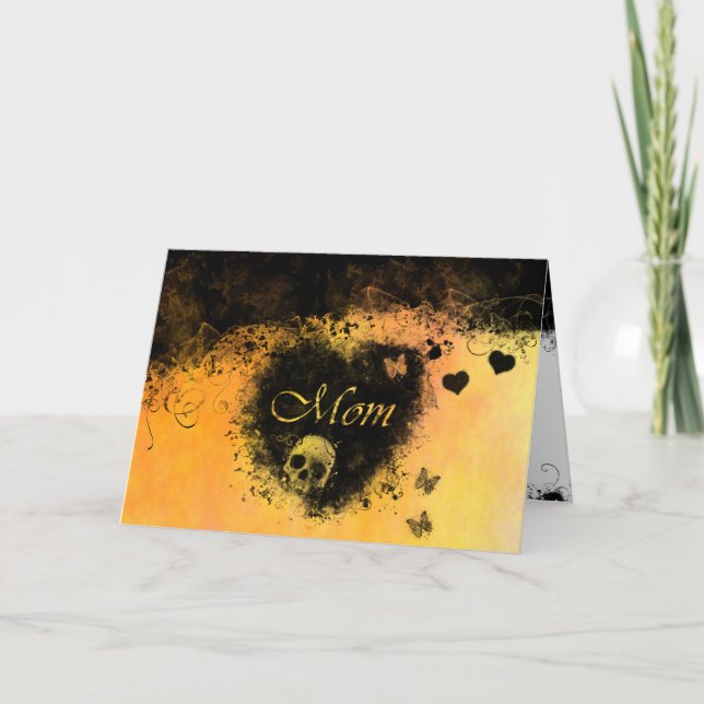 Goth Mors dag Hearts, Skull, Butterflies Kort (Framsida)