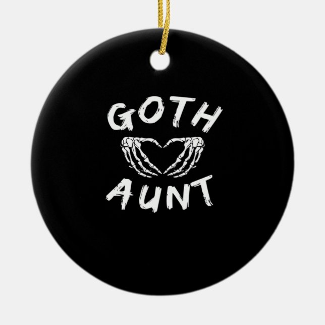Goth Moster Funny Emo Auntie Punk Cute Skeleton Ha Julgransprydnad Keramik (Framsidan)
