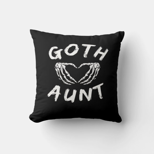 Goth Moster Funny Emo Auntie Punk Cute Skeleton Ha Kudde (Framsida)