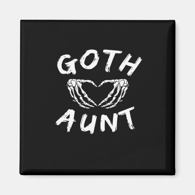 Goth Moster Funny Emo Auntie Punk Cute Skeleton Ha Magnet (Framsidan)