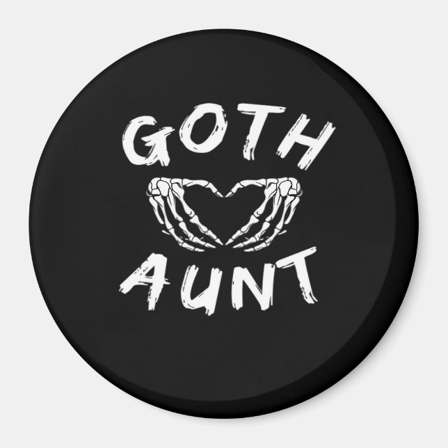 Goth Moster Funny Emo Auntie Punk Cute Skeleton Ha Magnet (Framsidan)