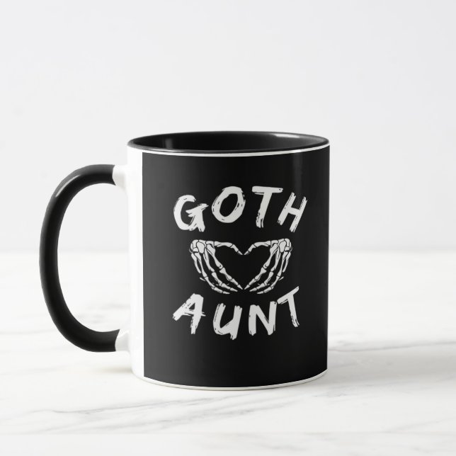 Goth Moster Funny Emo Auntie Punk Cute Skeleton Ha Mugg (Vänster)