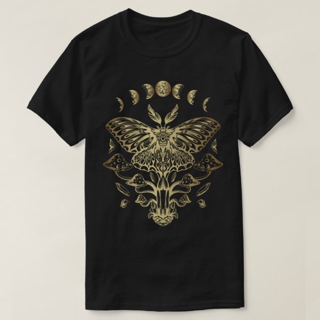 Goth Mth och måne Moth Pullover T Shirt (Design framsida)