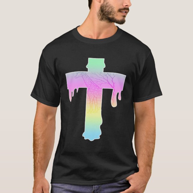 Goth Pastel Giraffe Dripping Kor T Shirt (Framsida)