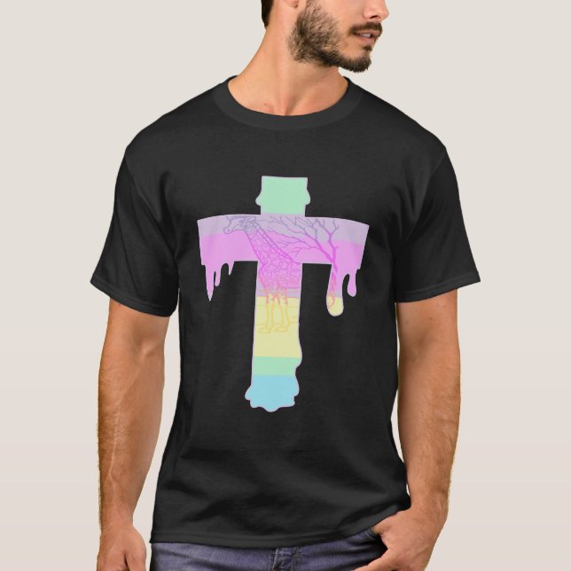 Goth Pastel Giraffe Dripping Kor T Shirt (Framsida)
